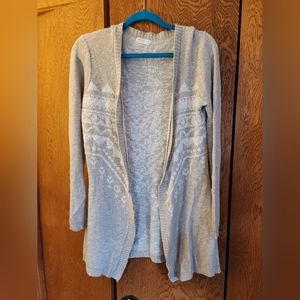 Full Tilt Knit Cream and Ivory Long Cardigan, Size M